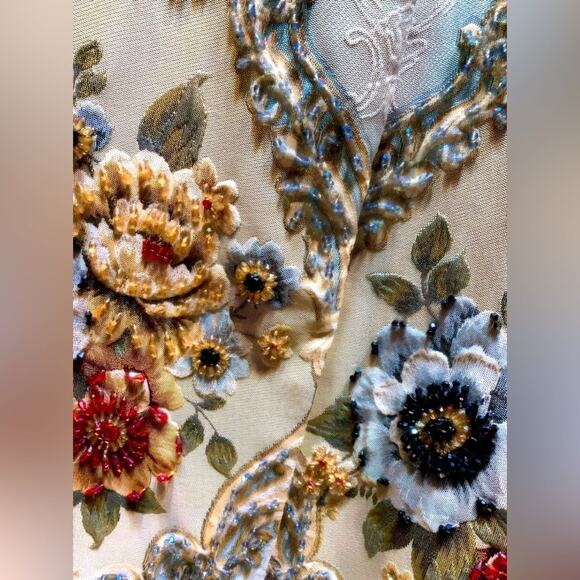 French Jacquard Coat w/3D Beaded Embellishment, Chanel Garment Bag & Hanger, EUC - Picture 13 of 14